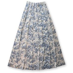 Blue Ivory Toile Cottage Farmhouse Pinch Pleated Curtain